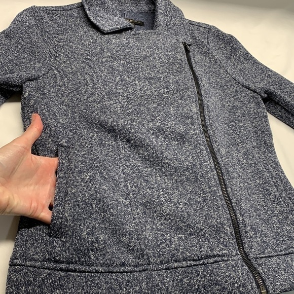 Banana Republic Asymmetrical Sweater Jacket Small Navy Blue/White Mix - Picture 5 of 12